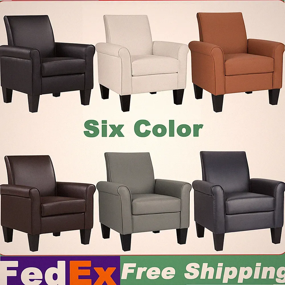 Faux Leather Accent ArmChair Modern Chair Comfy Single Sofa for Living Room US