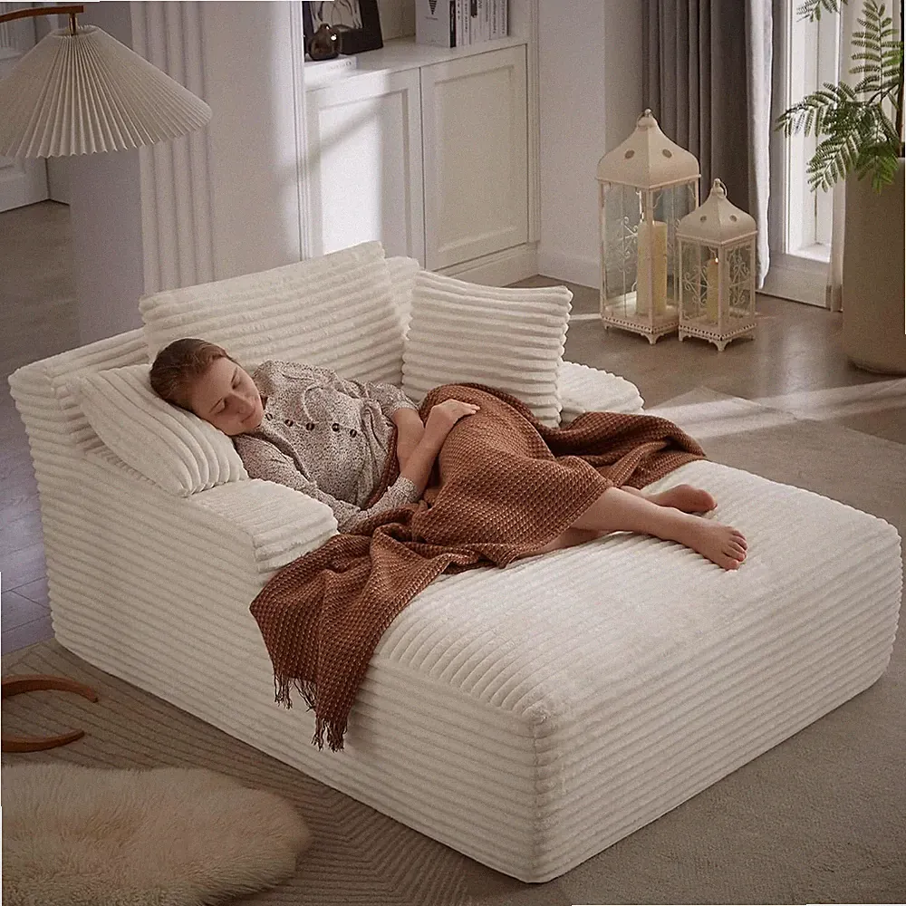 Modern Oversized Deep Seat Chaise Lounge Sofa Comfy Upholstered Recliner Chair