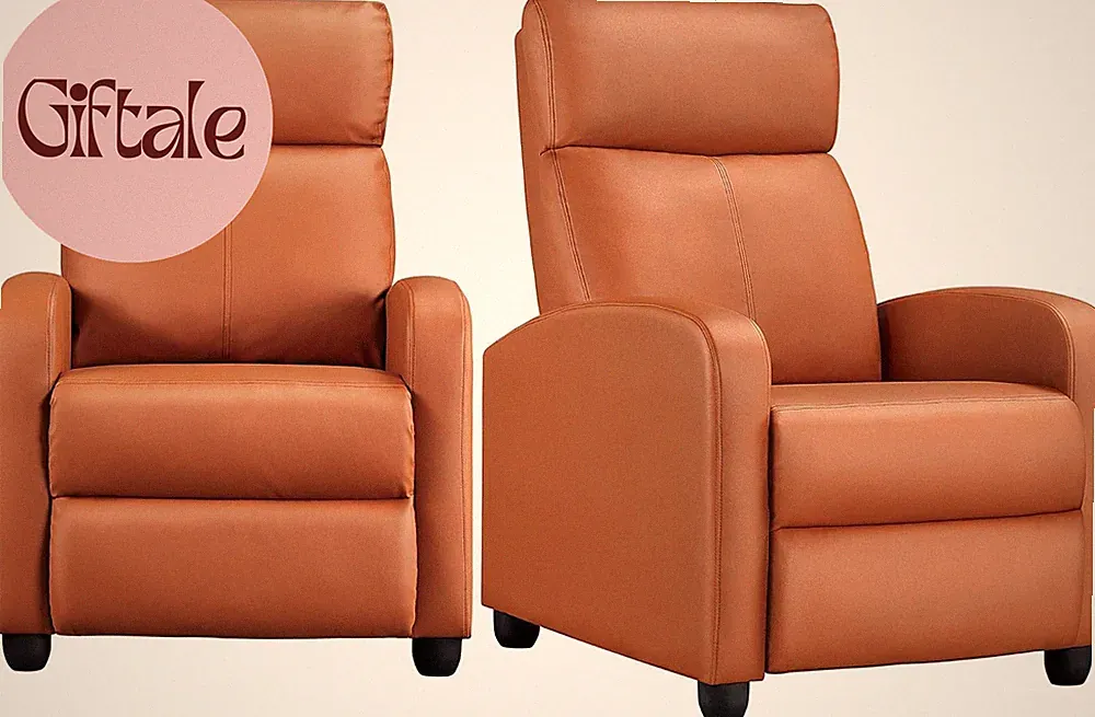 Padded Seat Recliner Chair Set of 2 Single Sofa Recliner for Living Room PU Leat